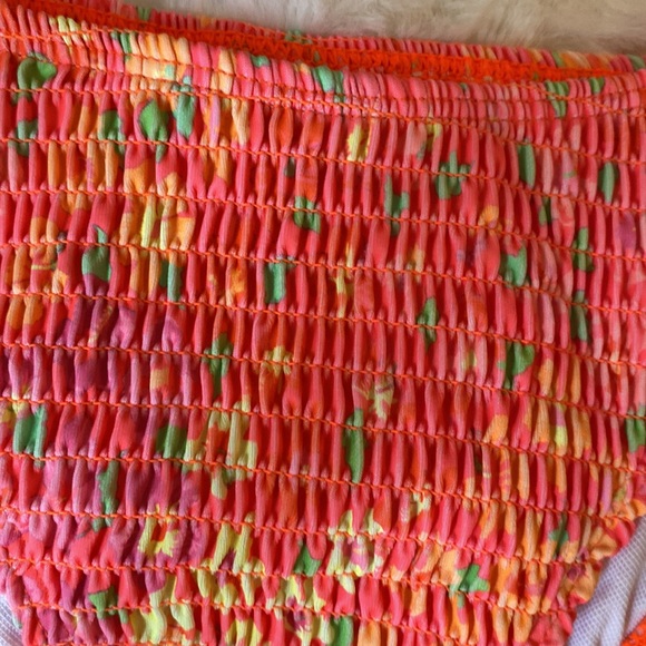 HOT 🔥 Floral Smocked front cut out drawstring bikini swimsuit ~ Small - Picture 4 of 6